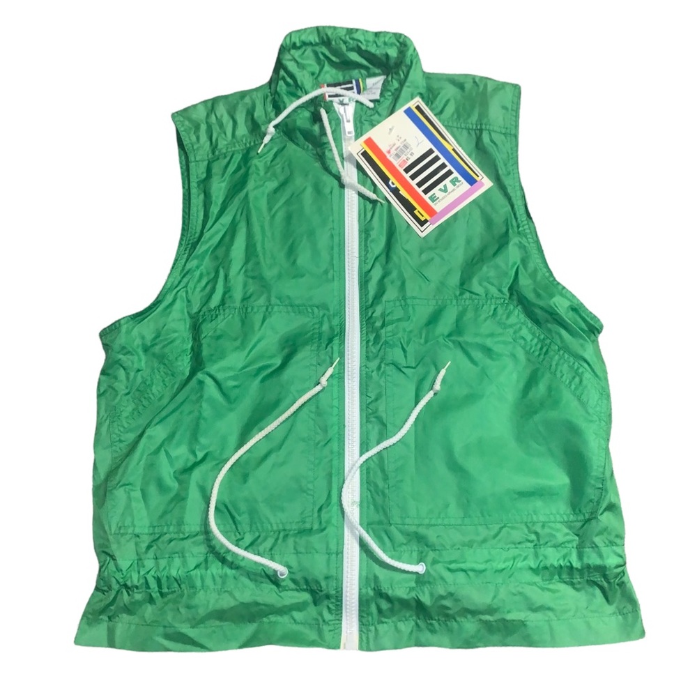 Vintage 80s EVR Green Nylon Vest NWT NOS